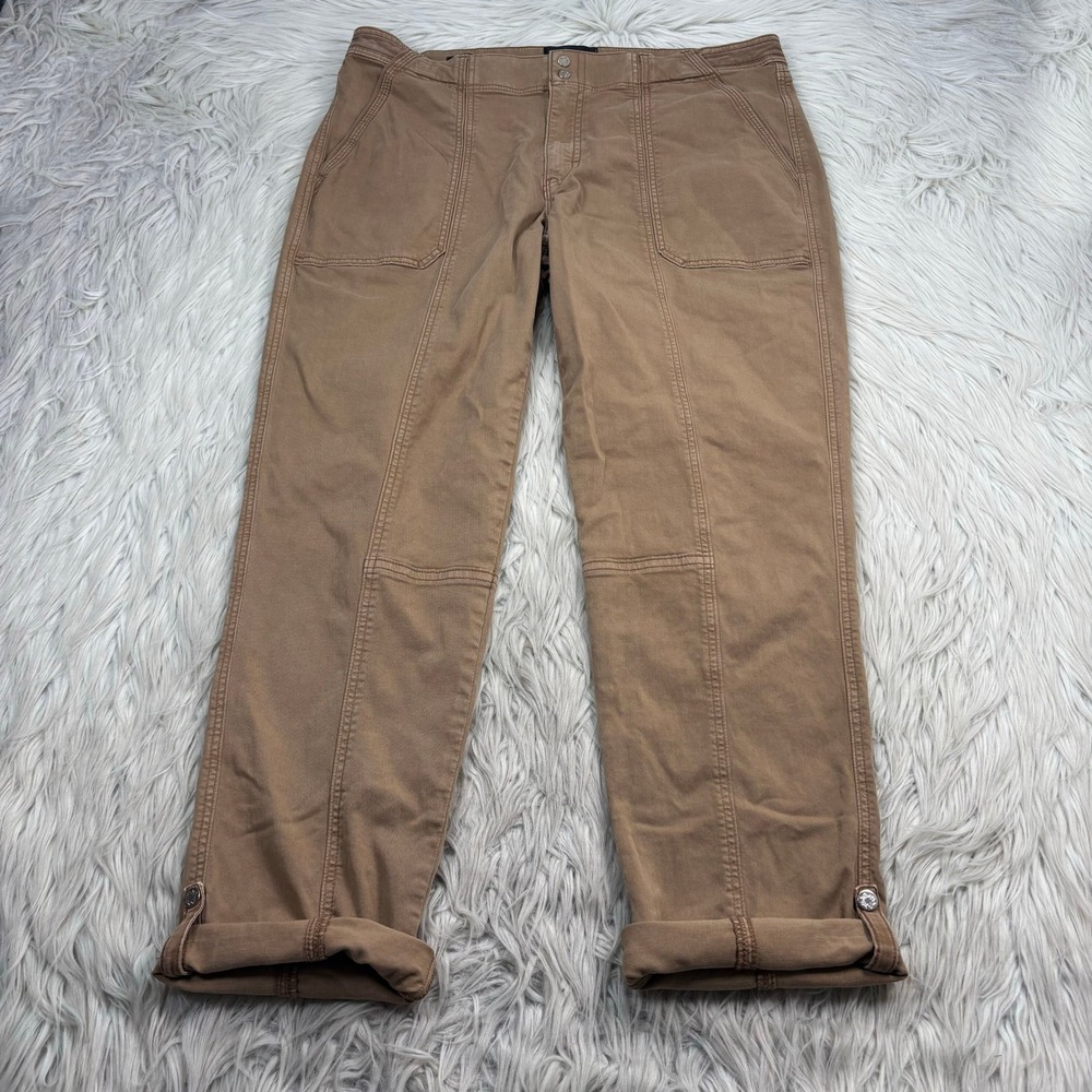 White House Black Market Women's 12 Brown Mid-Rise Straight Crop Pant Utility